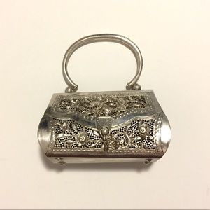 Pure Silver Hand Carved Clutch with Handle